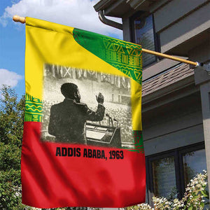 Ethiopia Haile Selassie I Garden Flag with Addis Ababa 1963 Speech Quote Pan-African Flag Colors and Kente Pattern - African Pride