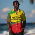 Ethiopia Haile Selassie I Hawaiian Shirt with Addis Ababa 1963 Speech Quote Pan-African Flag Colors and Kente Pattern