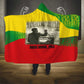 Ethiopia Haile Selassie I Hooded Blanket with Addis Ababa 1963 Speech Quote Pan-African Flag Colors and Kente Pattern - African Pride