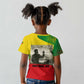 Ethiopia Haile Selassie I Kid T shirt with Addis Ababa 1963 Speech Quote Pan-African Flag Colors and Kente Pattern