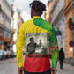 Ethiopia Haile Selassie I Long Sleeve Button Shirt with Addis Ababa 1963 Speech Quote Pan-African Flag Colors and Kente Pattern
