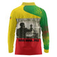 Ethiopia Haile Selassie I Long Sleeve Polo Shirt with Addis Ababa 1963 Speech Quote Pan-African Flag Colors and Kente Pattern