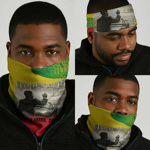 Ethiopia Haile Selassie I Neck Gaiter with Addis Ababa 1963 Speech Quote Pan-African Flag Colors and Kente Pattern - African Pride