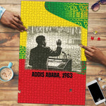 Ethiopia Haile Selassie I Puzzle with Addis Ababa 1963 Speech Quote Pan-African Flag Colors and Kente Pattern - African Pride