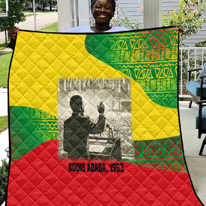 Ethiopia Haile Selassie I Quilt with Addis Ababa 1963 Speech Quote Pan-African Flag Colors and Kente Pattern - African Pride