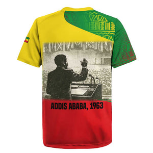 Ethiopia Haile Selassie I Rugby Jersey with Addis Ababa 1963 Speech Quote Pan-African Flag Colors and Kente Pattern