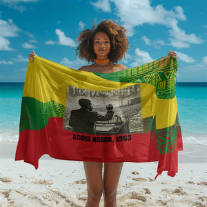 Ethiopia Haile Selassie I Sarong with Addis Ababa 1963 Speech Quote Pan-African Flag Colors and Kente Pattern - African Pride
