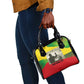 Ethiopia Haile Selassie I Shoulder Handbag with Addis Ababa 1963 Speech Quote Pan-African Flag Colors and Kente Pattern - African Pride