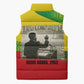 Ethiopia Haile Selassie I Sleeveless Puffer Jacket with Addis Ababa 1963 Speech Quote Pan-African Flag Colors and Kente Pattern