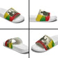 Ethiopia Haile Selassie I Slide Sandals with Addis Ababa 1963 Speech Quote Pan-African Flag Colors and Kente Pattern - African Pride