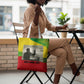 Ethiopia Haile Selassie I Tote Bag with Addis Ababa 1963 Speech Quote Pan-African Flag Colors and Kente Pattern - African Pride