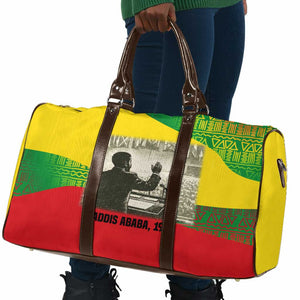 Ethiopia Haile Selassie I Travel Bag with Addis Ababa 1963 Speech Quote Pan-African Flag Colors and Kente Pattern - African Pride