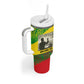 Ethiopia Haile Selassie I Tumbler With Handle with Addis Ababa 1963 Speech Quote Pan-African Flag Colors and Kente Pattern - African Pride