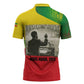 Ethiopia Haile Selassie I Zipper Polo Shirt with Addis Ababa 1963 Speech Quote Pan-African Flag Colors and Kente Pattern