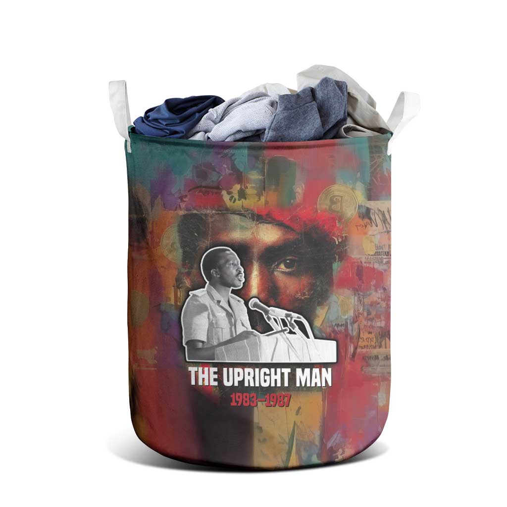 Thomas Sankara Burkina Faso Laundry Basket with Bold Portrait and The Upright Man Tribute Design - African Pride