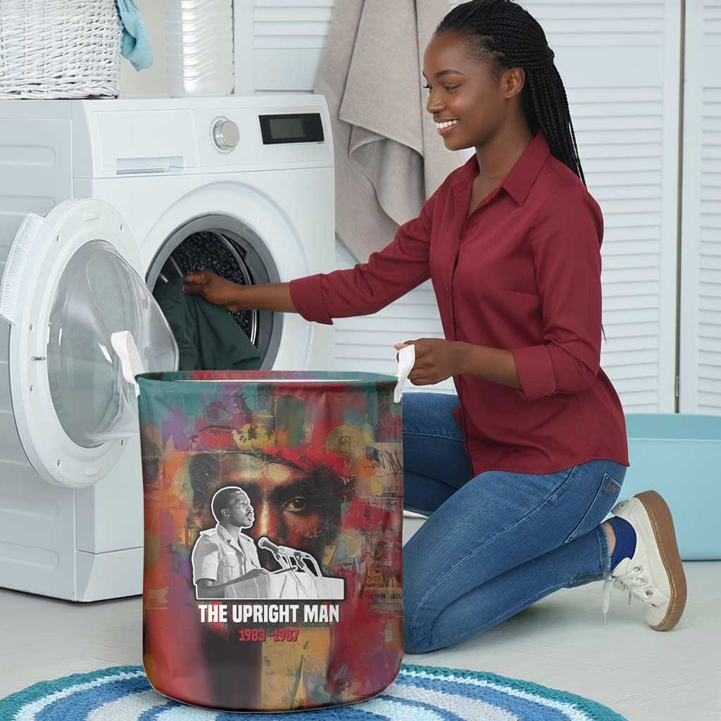 Thomas Sankara Burkina Faso Laundry Basket with Bold Portrait and The Upright Man Tribute Design - African Pride