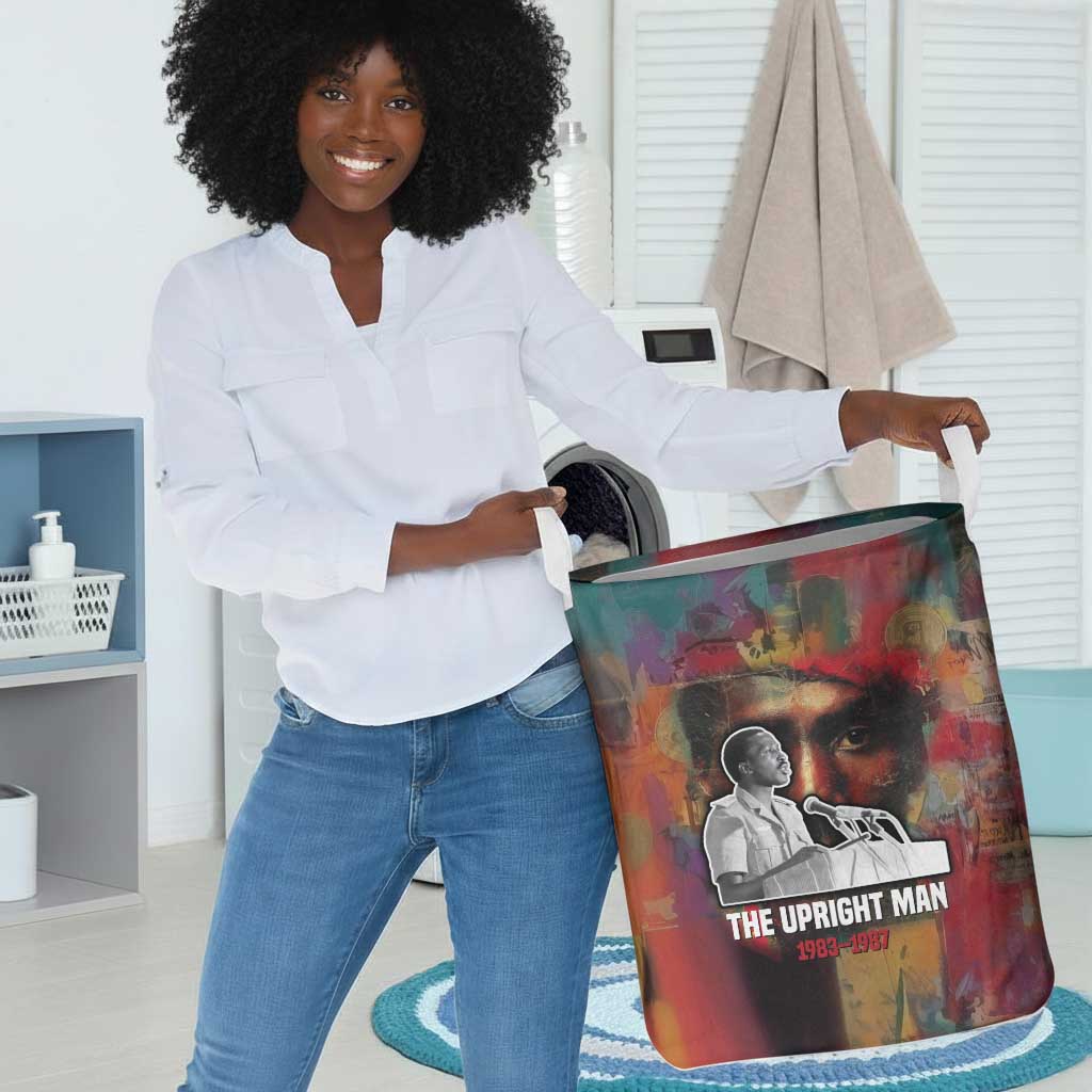 Thomas Sankara Burkina Faso Laundry Basket with Bold Portrait and The Upright Man Tribute Design - African Pride
