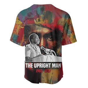 Thomas Sankara Burkina Faso Baseball Jersey with Bold Portrait and The Upright Man Tribute Design - African Pride
