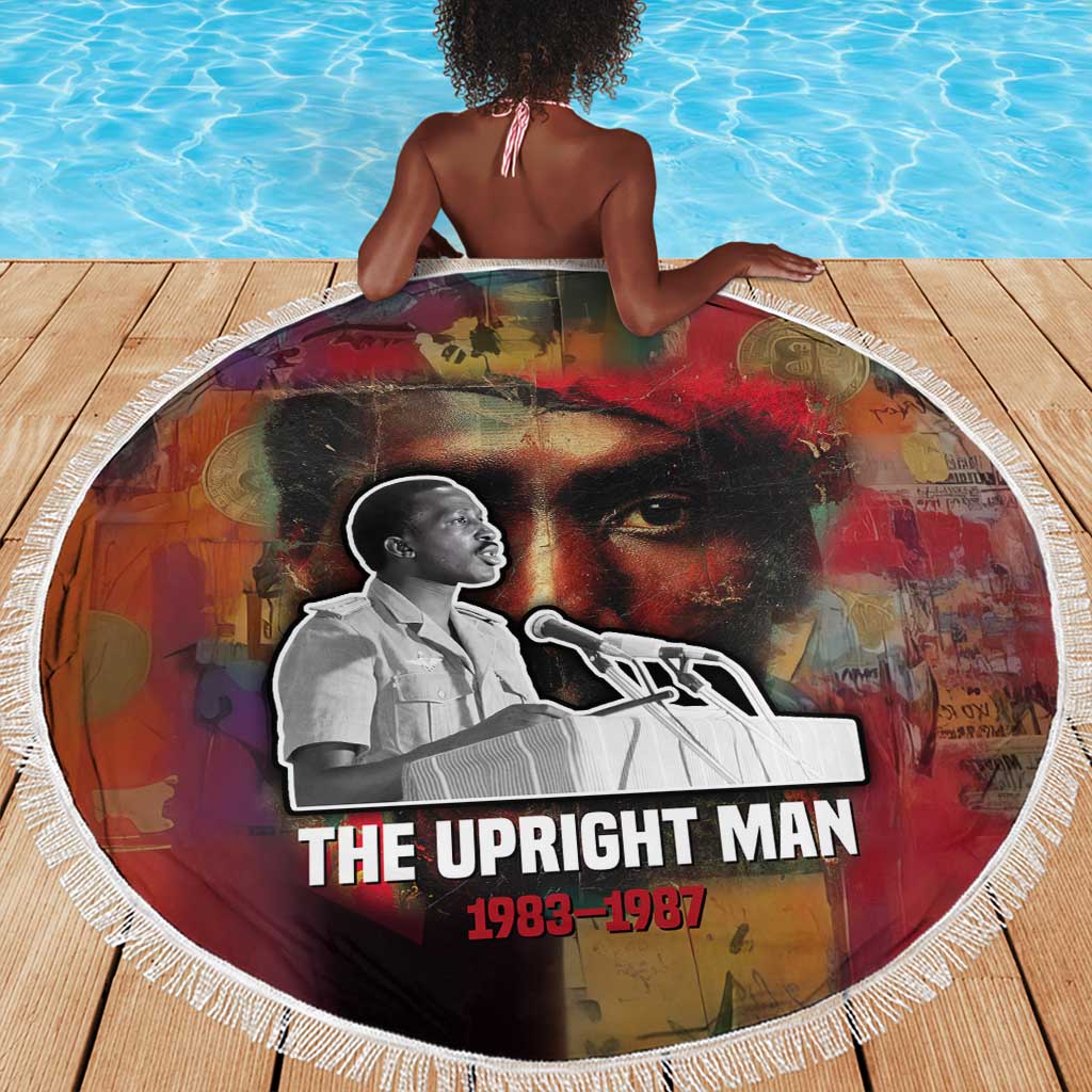 Thomas Sankara Burkina Faso Beach Blanket with Bold Portrait and The Upright Man Tribute Design - African Pride