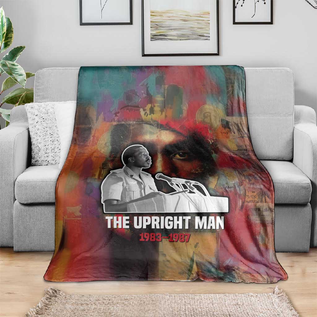 Thomas Sankara Burkina Faso Blanket with Bold Portrait and The Upright Man Tribute Design - African Pride