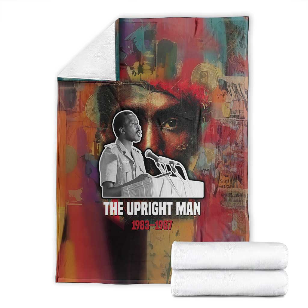 Thomas Sankara Burkina Faso Blanket with Bold Portrait and The Upright Man Tribute Design - African Pride