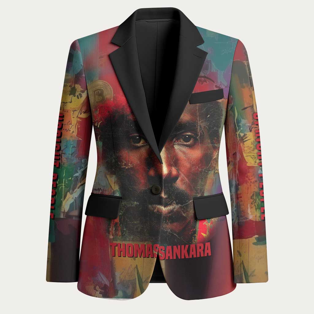 Thomas Sankara Burkina Faso Blazer with Bold Portrait and The Upright Man Tribute Design - African Pride