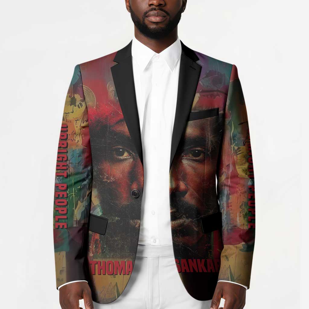 Thomas Sankara Burkina Faso Blazer with Bold Portrait and The Upright Man Tribute Design - African Pride