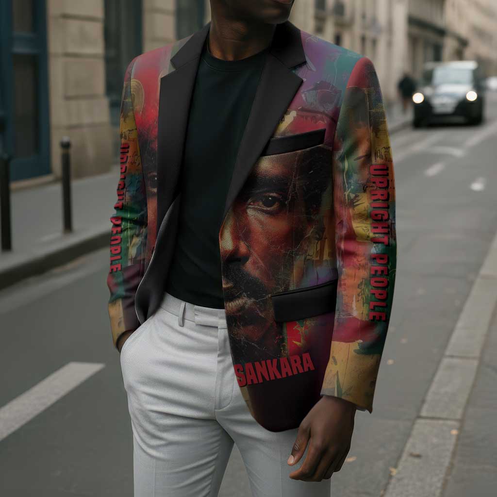 Thomas Sankara Burkina Faso Blazer with Bold Portrait and The Upright Man Tribute Design - African Pride