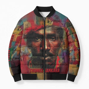 Thomas Sankara Burkina Faso Bomber Puffer Jacket with Bold Portrait and The Upright Man Tribute Design - African Pride
