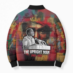 Thomas Sankara Burkina Faso Bomber Puffer Jacket with Bold Portrait and The Upright Man Tribute Design - African Pride
