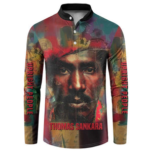 Thomas Sankara Burkina Faso Button Sweatshirt with Bold Portrait and The Upright Man Tribute Design