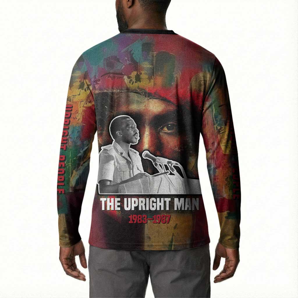 Thomas Sankara Burkina Faso Button Sweatshirt with Bold Portrait and The Upright Man Tribute Design
