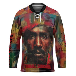 Thomas Sankara Burkina Faso Hockey Jersey with Bold Portrait and The Upright Man Tribute Design - African Pride