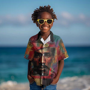 Thomas Sankara Burkina Faso Kid Hawaiian Shirt with Bold Portrait and The Upright Man Tribute Design - African Pride