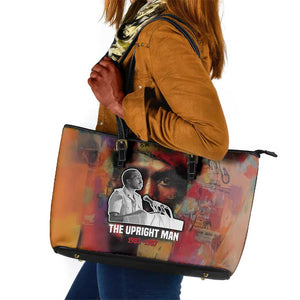 Thomas Sankara Burkina Faso Leather Tote Bag with Bold Portrait and The Upright Man Tribute Design - African Pride