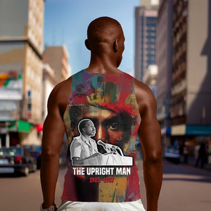 Thomas Sankara Burkina Faso Men Tank Top with Bold Portrait and The Upright Man Tribute Design - African Pride
