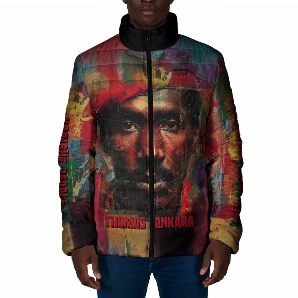 Thomas Sankara Burkina Faso Padded Jacket with Bold Portrait and The Upright Man Tribute Design - African Pride