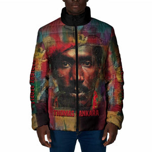 Thomas Sankara Burkina Faso Padded Jacket with Bold Portrait and The Upright Man Tribute Design - African Pride