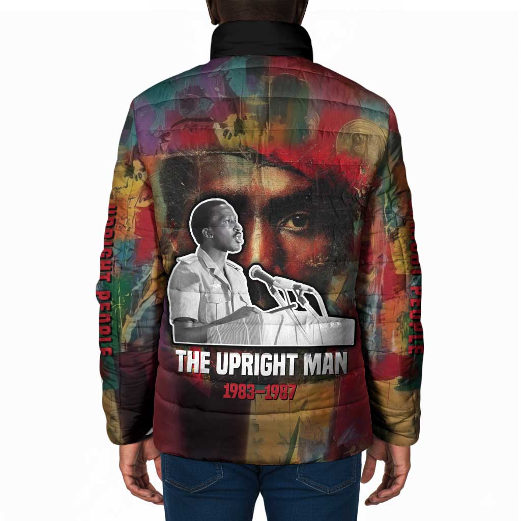 Thomas Sankara Burkina Faso Padded Jacket with Bold Portrait and The Upright Man Tribute Design - African Pride
