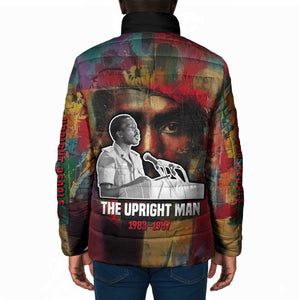 Thomas Sankara Burkina Faso Padded Jacket with Bold Portrait and The Upright Man Tribute Design - African Pride