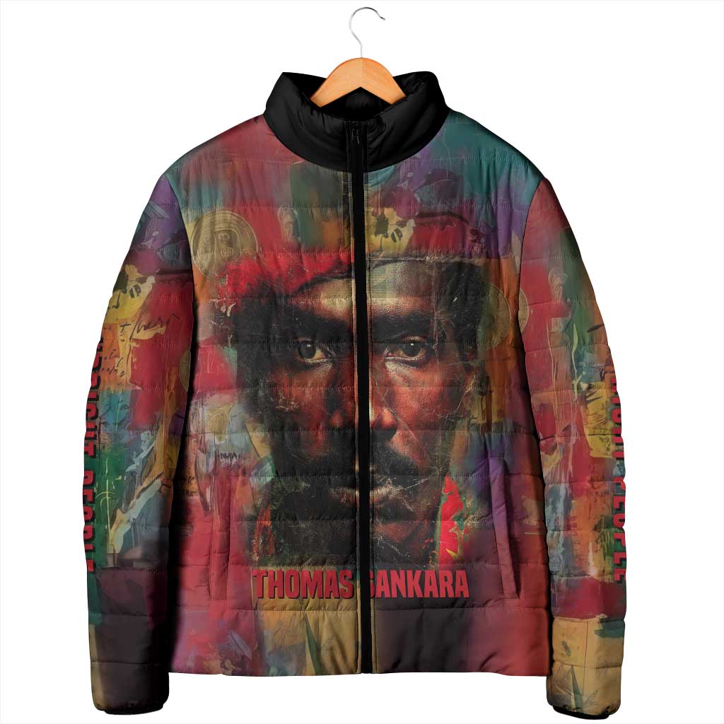 Thomas Sankara Burkina Faso Padded Jacket with Bold Portrait and The Upright Man Tribute Design - African Pride