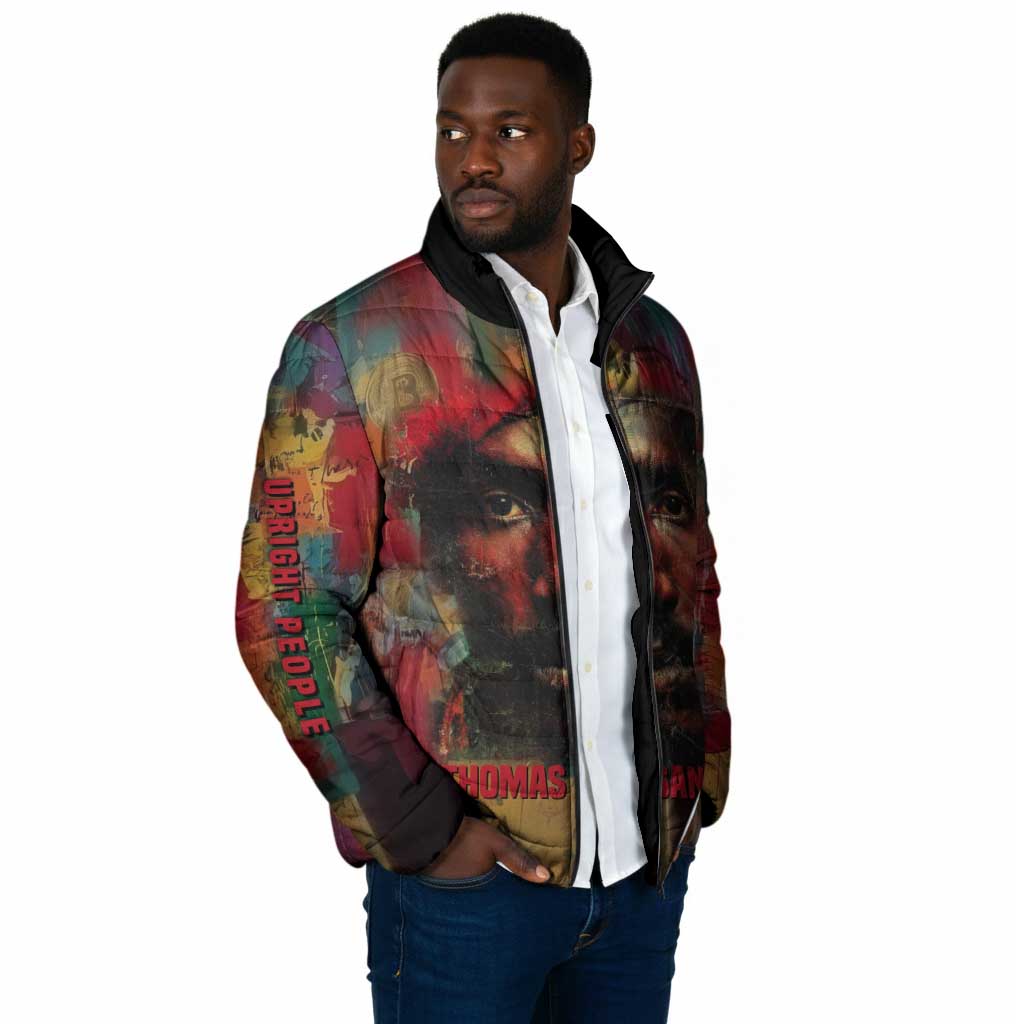 Thomas Sankara Burkina Faso Padded Jacket with Bold Portrait and The Upright Man Tribute Design - African Pride