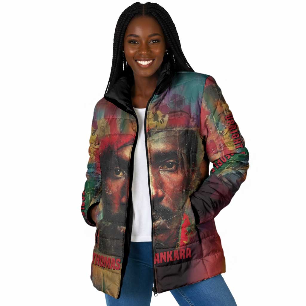 Thomas Sankara Burkina Faso Padded Jacket with Bold Portrait and The Upright Man Tribute Design - African Pride