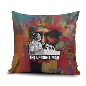 Thomas Sankara Burkina Faso Pillow Cover with Bold Portrait and The Upright Man Tribute Design - African Pride