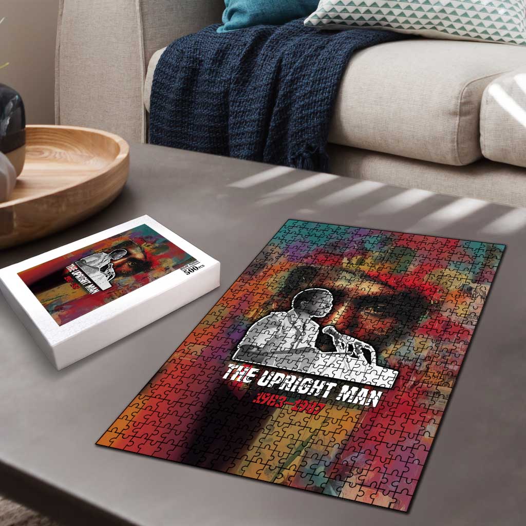 Thomas Sankara Burkina Faso Puzzle with Bold Portrait and The Upright Man Tribute Design - African Pride