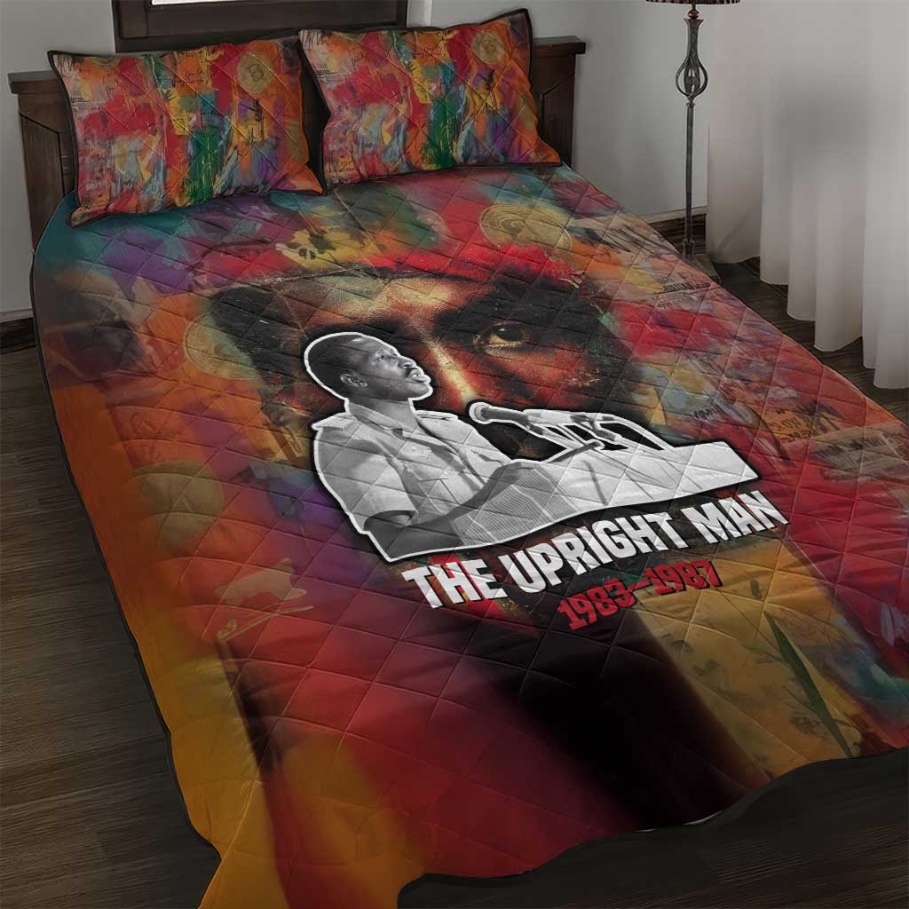 Thomas Sankara Burkina Faso Quilt Bed Set with Bold Portrait and The Upright Man Tribute Design - African Pride