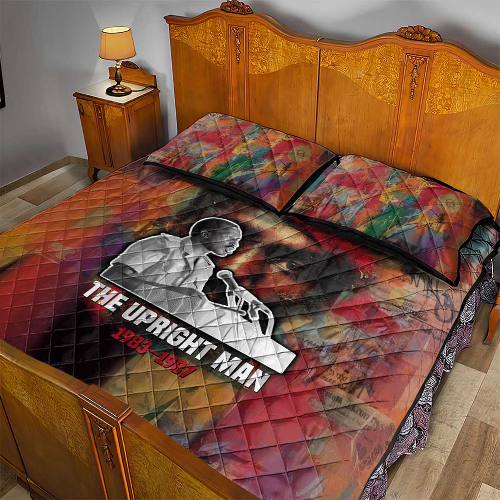 Thomas Sankara Burkina Faso Quilt Bed Set with Bold Portrait and The Upright Man Tribute Design - African Pride