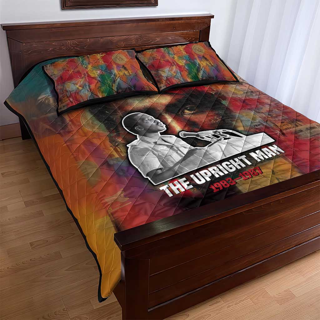 Thomas Sankara Burkina Faso Quilt Bed Set with Bold Portrait and The Upright Man Tribute Design - African Pride