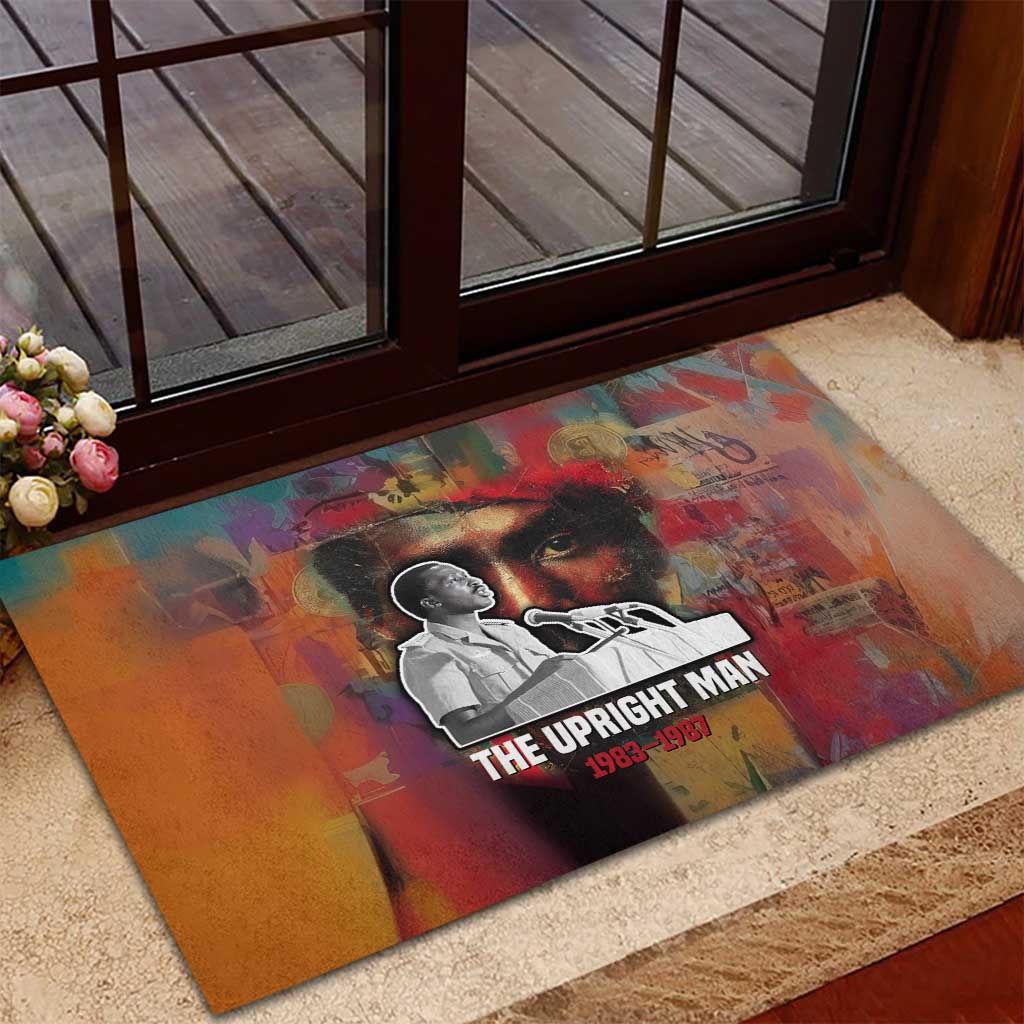 Thomas Sankara Burkina Faso Rubber Doormat with Bold Portrait and The Upright Man Tribute Design - African Pride