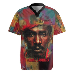Thomas Sankara Burkina Faso Rugby Jersey with Bold Portrait and The Upright Man Tribute Design - African Pride